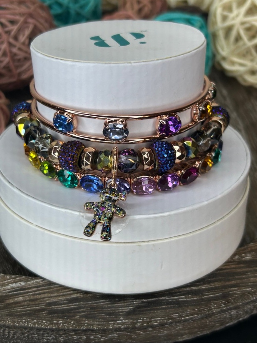 Rose Gold Multicolor Crystal Stack Bracelet Set BP voodoo queen